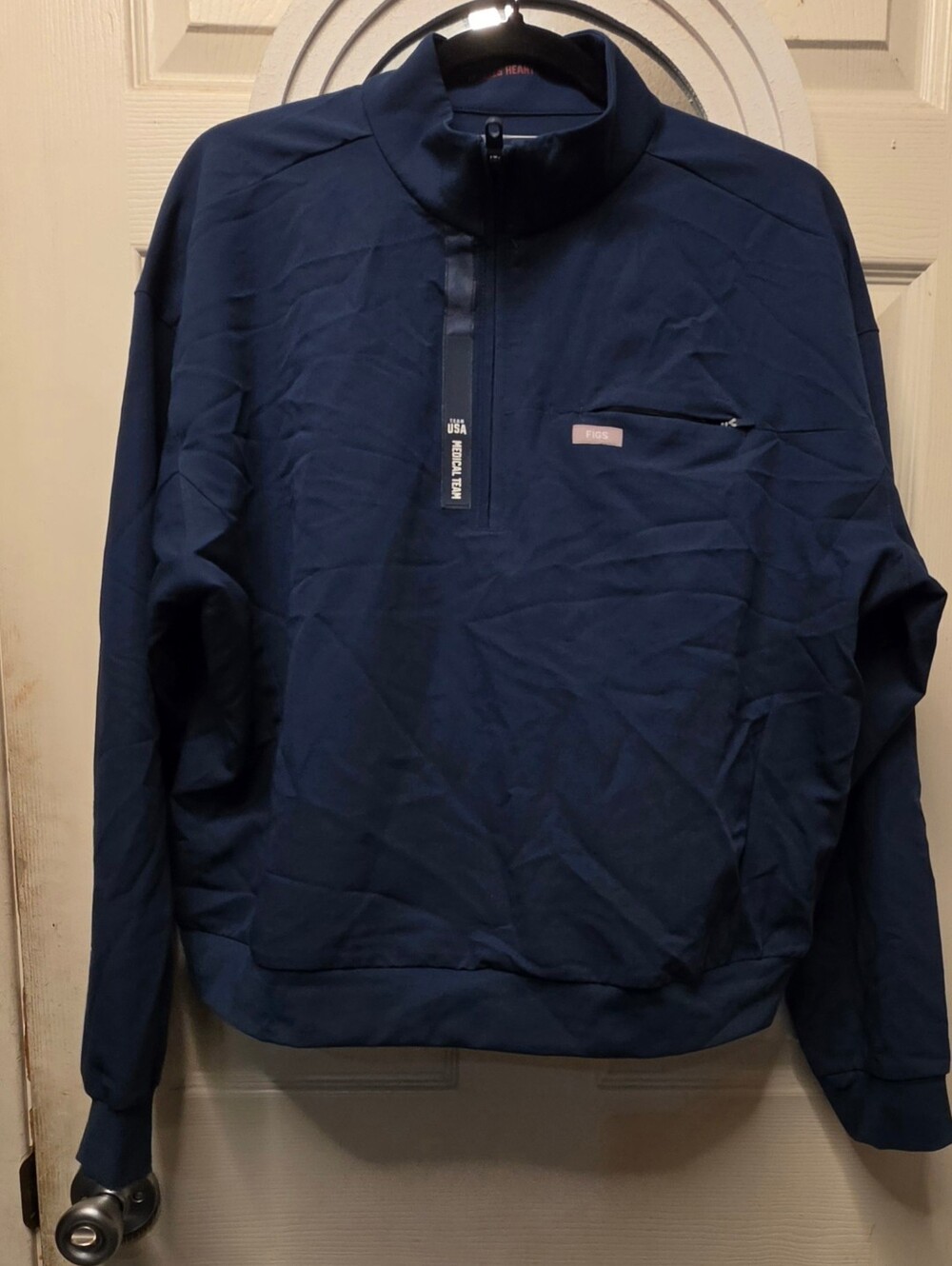 Figs Navy Quarter-Zip Scrup Top